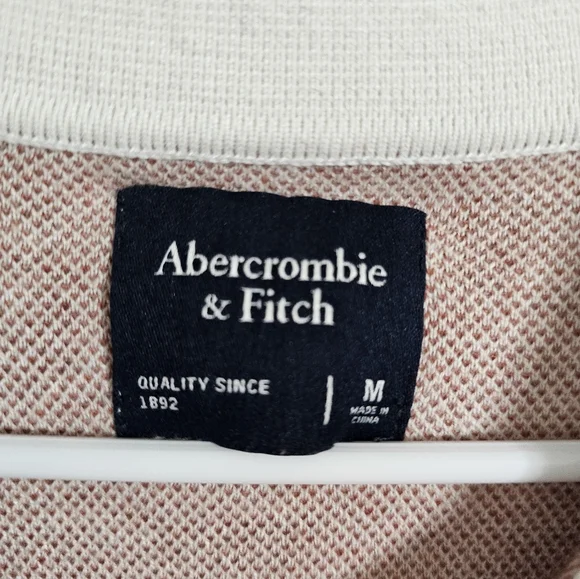 Abercrombie & Fitch Men Medium Beige Knit Button Polo Shirt Preppy Retro Minimal - Picture 4 of 6